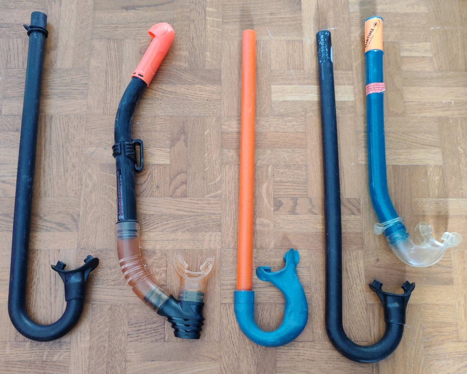 Set van 5 snorkels, Watersport en Boten, Duiken, Ophalen, Gebruikt, Duikbril of Snorkel