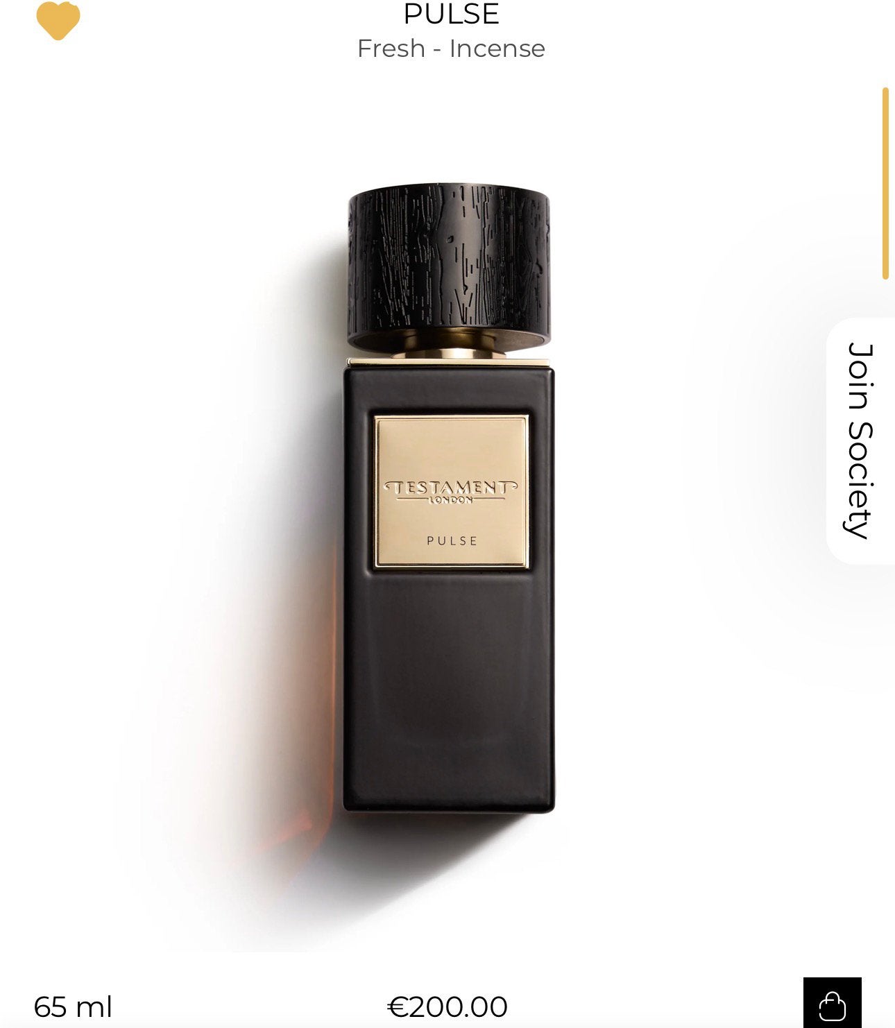 Parfum Pulse marque Testament London en format 65 ml unisexe, Enlèvement ou Envoi, Comme neuf