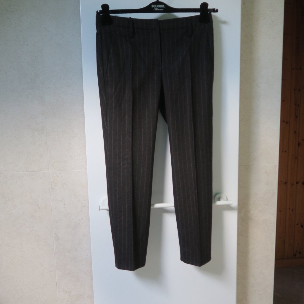 Broek nieuw wol zwart streep Brunello Cucinelli mt 38 (it42), Maat 38/40 (M), Brunello Cucinelli, Zwart, Nieuw