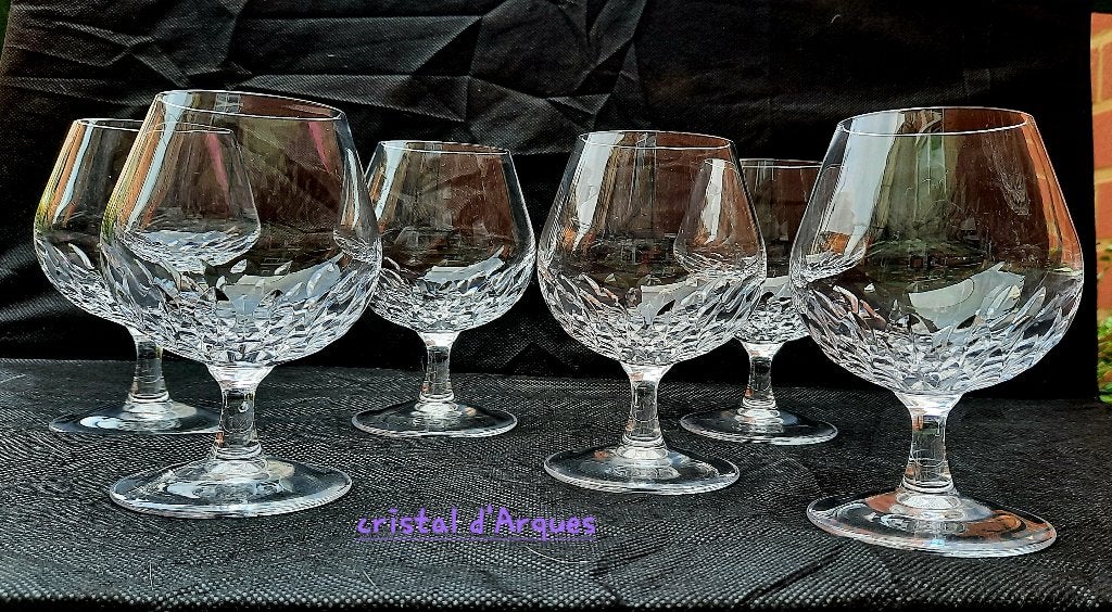 6 Cognacglazen van Cristal d'Arques., Verzamelen, Glas en Drinkglazen, Ophalen of Verzenden