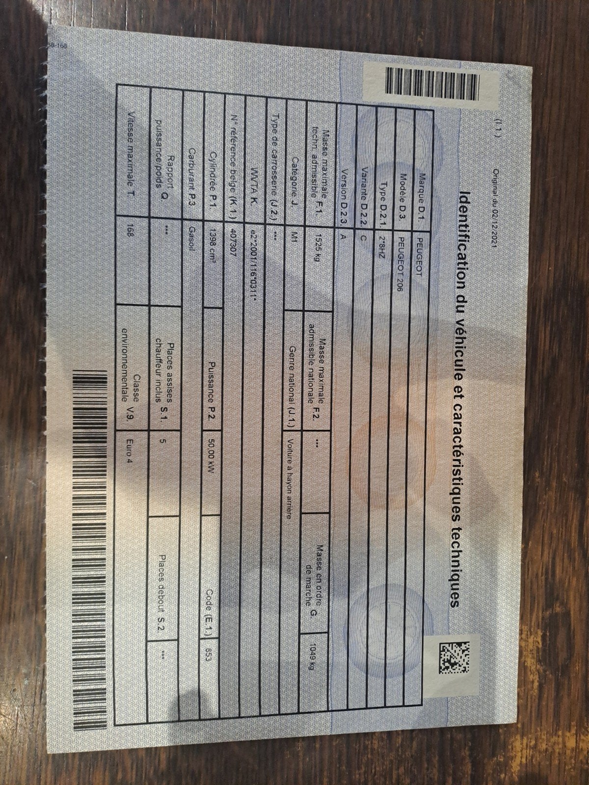 Peugeot 206 a vendre, Enlèvement
