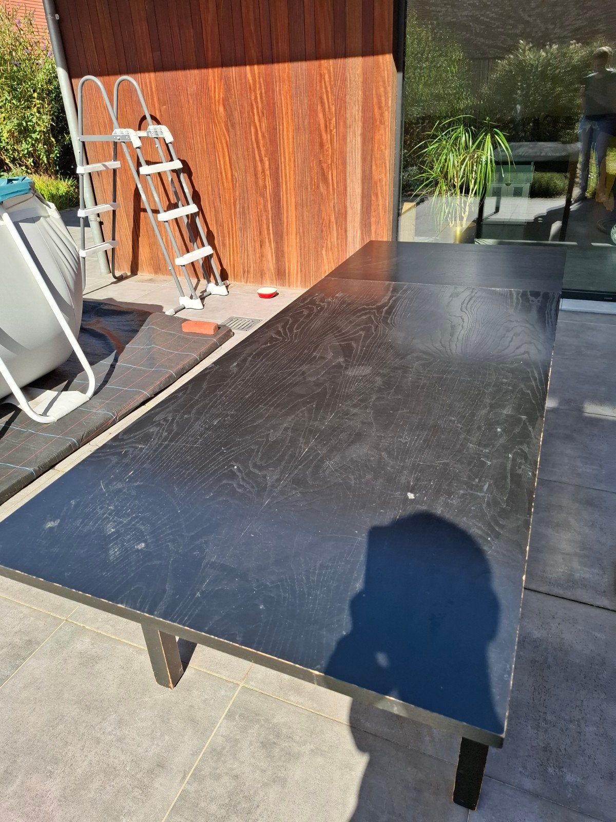 Houten eettafel, zwart gelakt (gratis), Huis en Inrichting, Tafels | Eettafels, Ophalen, Gebruikt, 200 cm of meer, 50 tot 100 cm