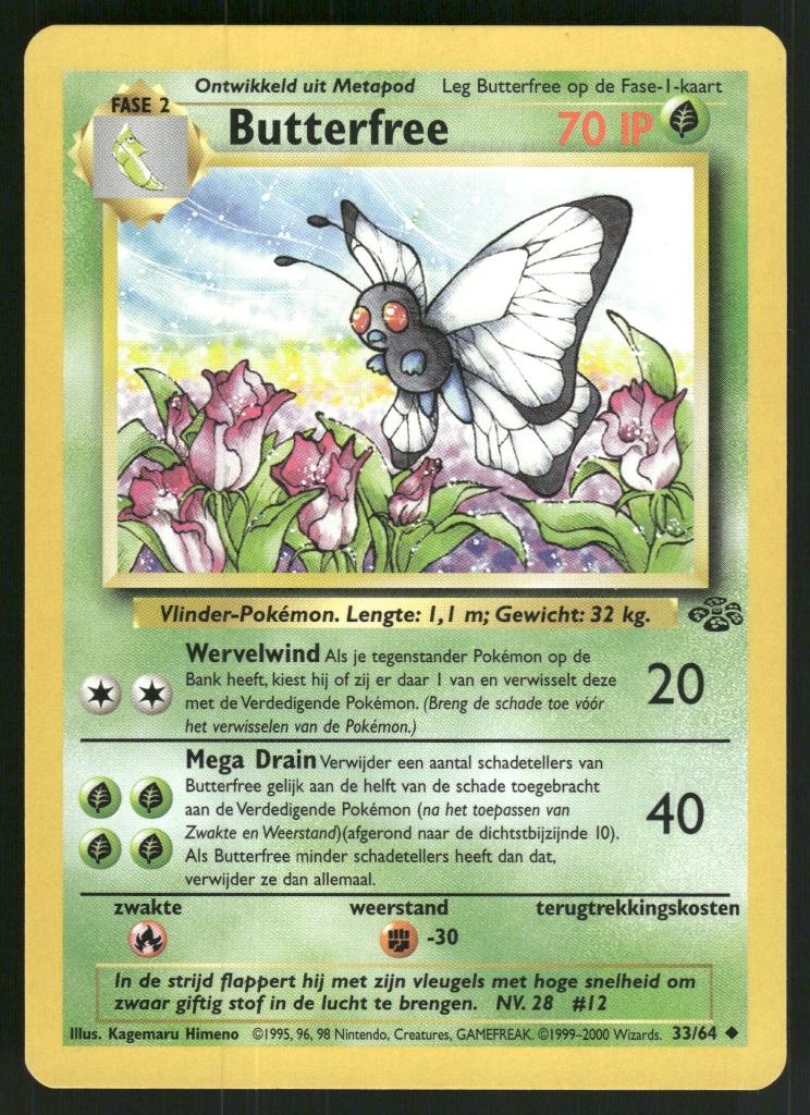 Butterfree 33/64 - Jungle (NL) (NM), Hobby en Vrije tijd, Verzamelkaartspellen | Pokémon, Verzenden, Gebruikt