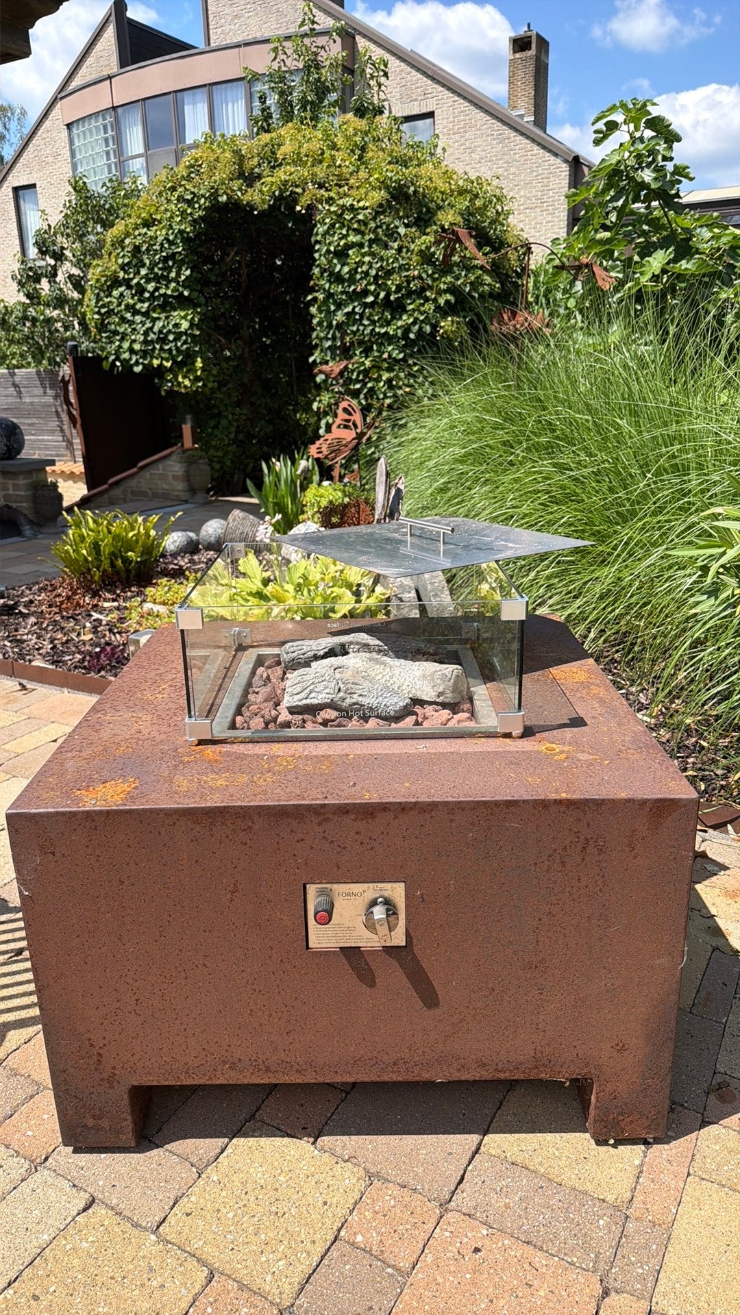 FORNO outdoor fire Cortenstaal Vuurtafel Gas, Tuin en Terras, Ophalen, Gebruikt