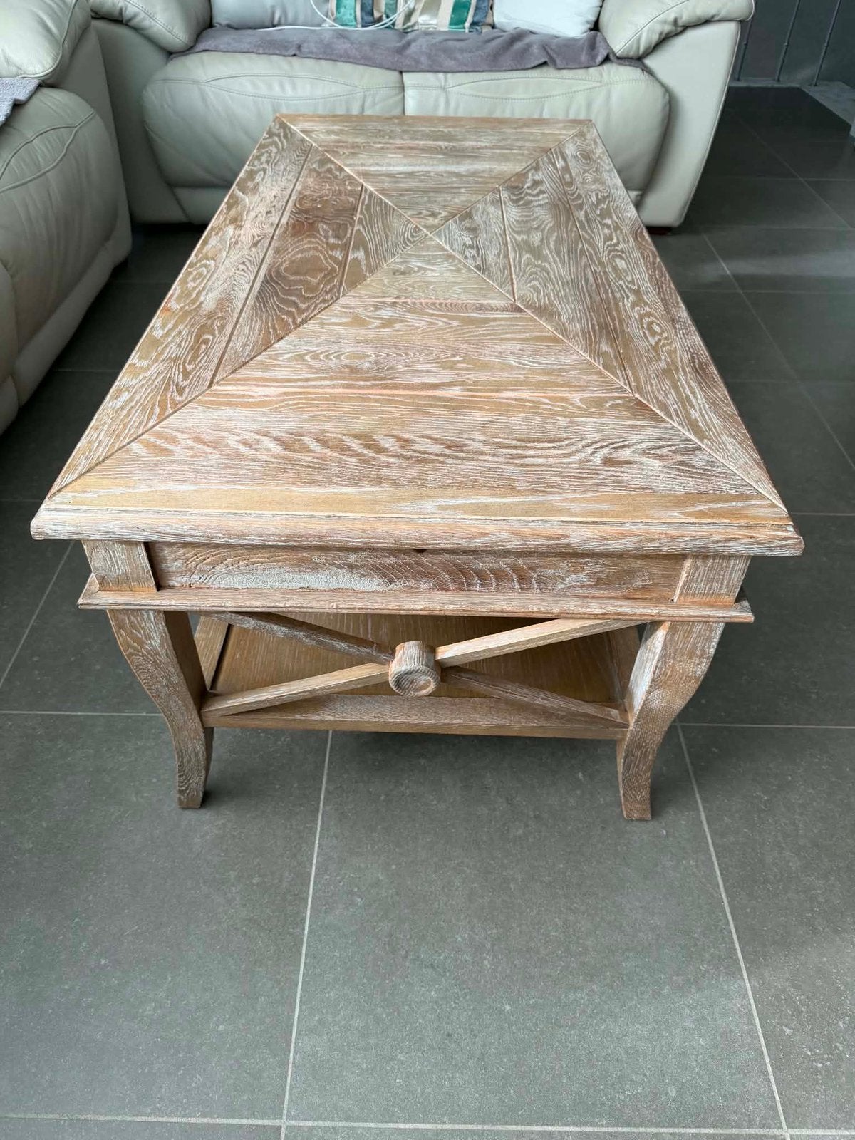Massief eiken salontafel, Huis en Inrichting, Ophalen, Gebruikt