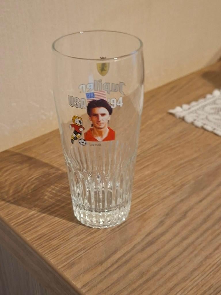 Bierglas / Jupiler / Luc Nilis / Rode Duivels / USA '94, Enlèvement ou Envoi, Comme neuf, Verre à bière