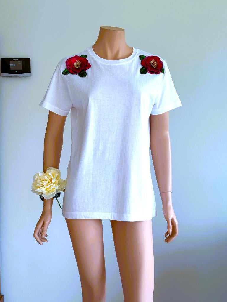 Lewis Melly T‑shirt XL  100% Katoen met  Bloemenapplicatie, Wit, Ophalen of Verzenden, Zo goed als nieuw, Korte mouw