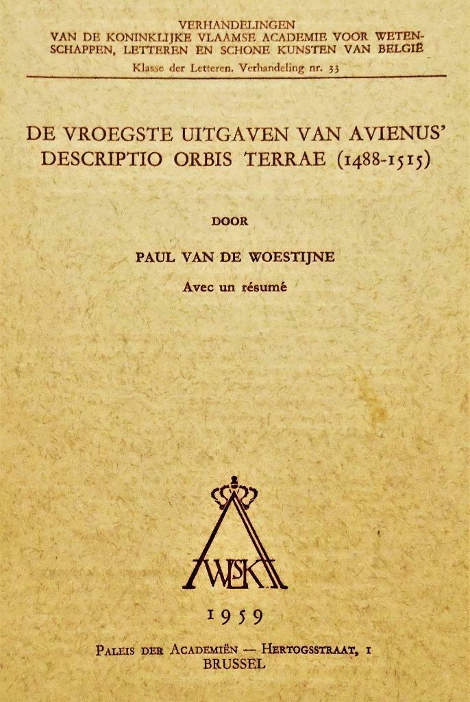 Vroegste uitgave van Avienus' Descriptio Orbis Terrae - 1959, Gelezen, Voor 1800, Overige typen, Ophalen of Verzenden