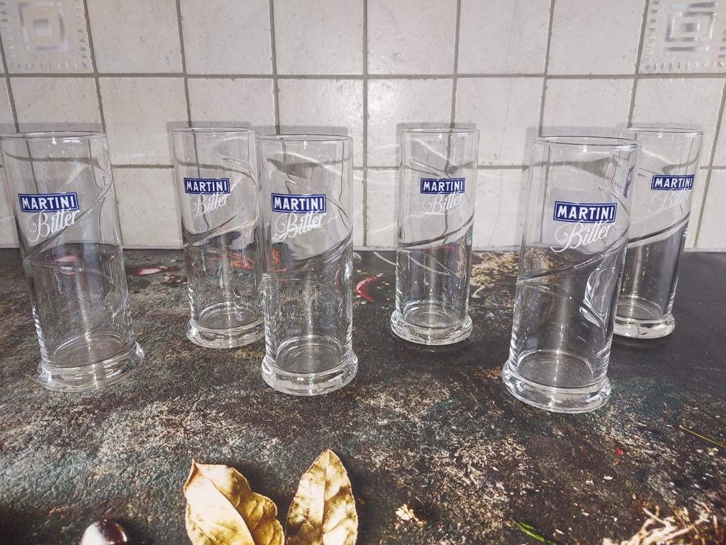 Martini bitter longdrink glazen, Ophalen of Verzenden, Zo goed als nieuw, Borrel- of Shotglas