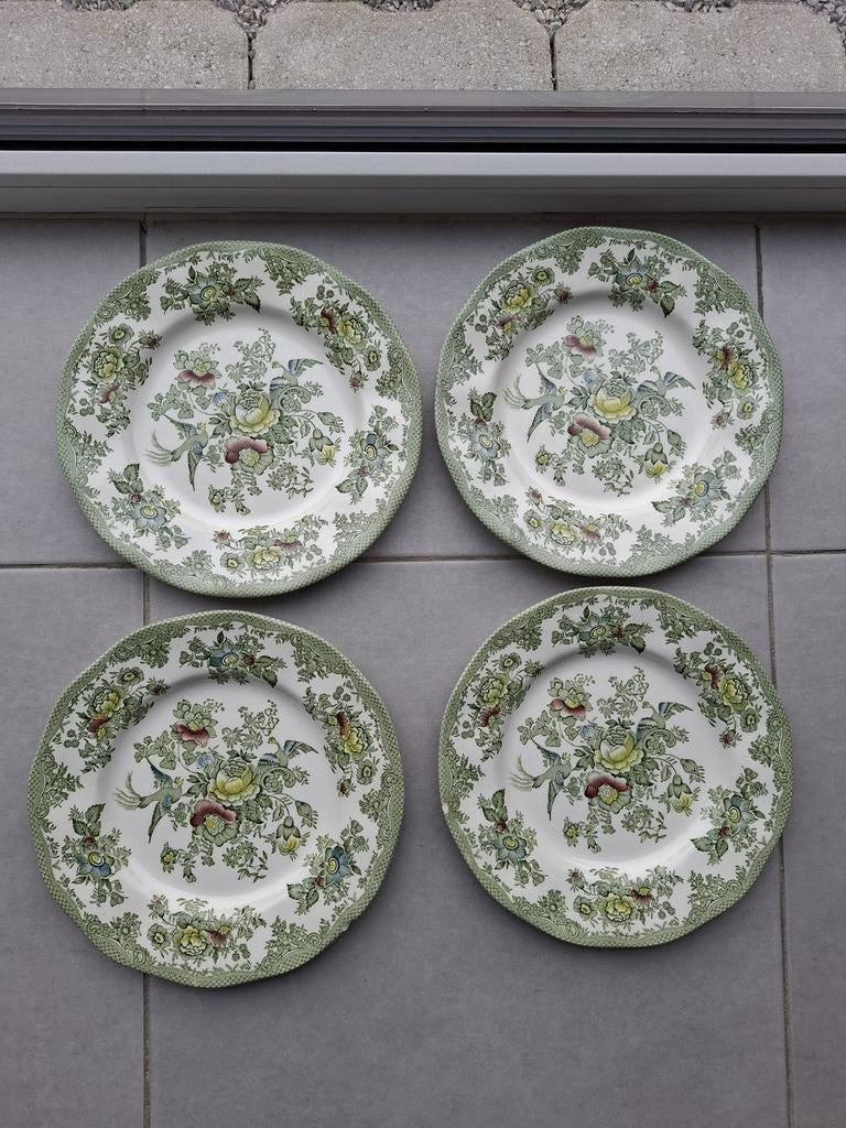 Set van 7 antieke borden (3 diep, 4 plat), Wedgwood Tunstall, Antiek en Kunst, Ophalen of Verzenden