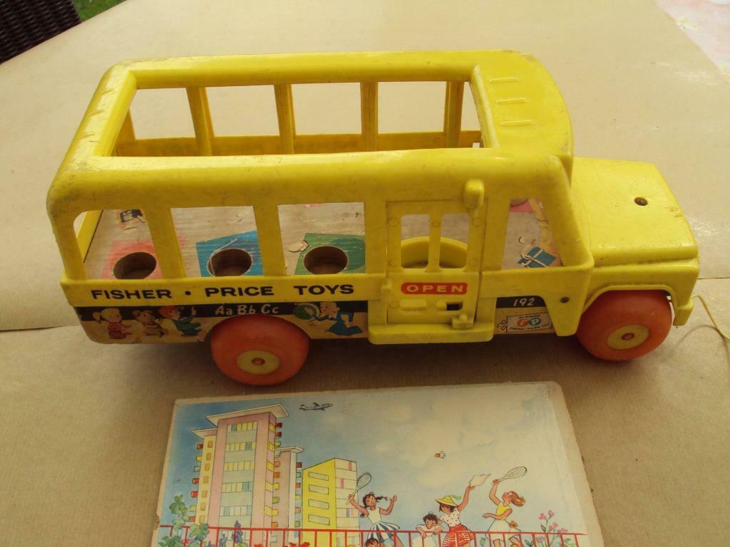 Vintage Fisher Price Toys Original Autobus jaren '60, Enlèvement ou Envoi, Utilisé, Jouet à Pousser ou Tirer