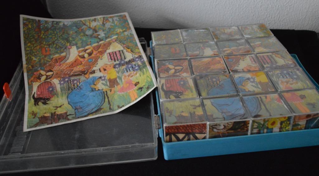 Vintage blokkendoos met 6 motieven, Antiek en Kunst, Ophalen of Verzenden