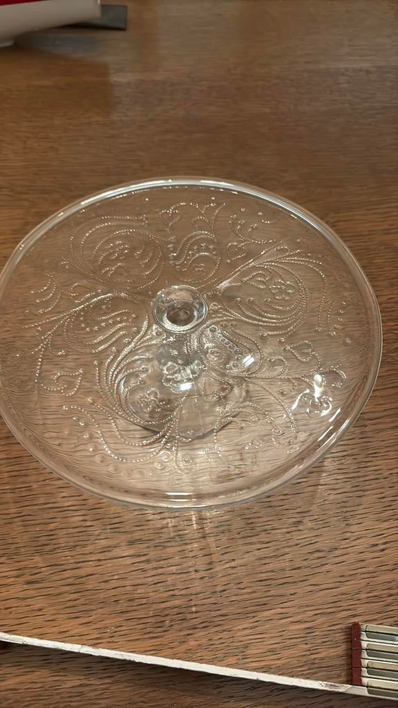 glazen taartschotel 19 cm, Huis en Inrichting, Ophalen of Verzenden, Gebruikt