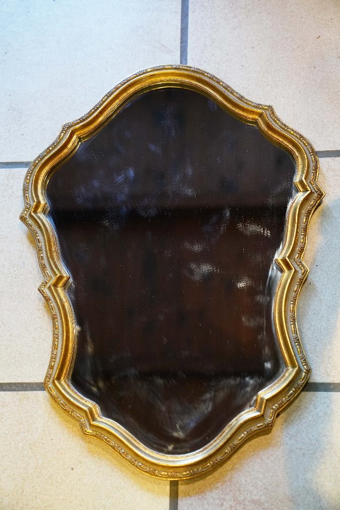 Miroir vintage baroque doré, Antiquités & Art, Enlèvement, Autres formes, Moins de 50 cm, Moins de 100 cm