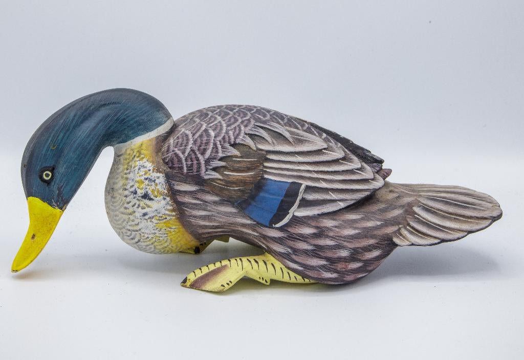 Kleurrijke houten eend, Antiek en Kunst, Ophalen of Verzenden