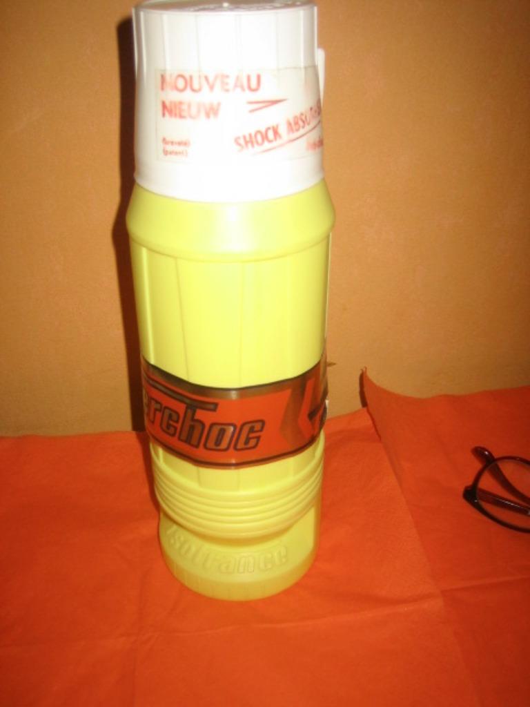 Handige vintage thermos,PVC en glas,3/4 l, Ophalen