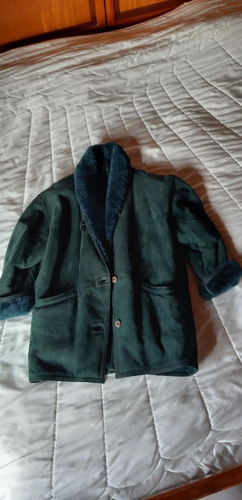 Veste en mouton retourné original shearling, Enlèvement, Porté, Taille 42/44 (L), Vert