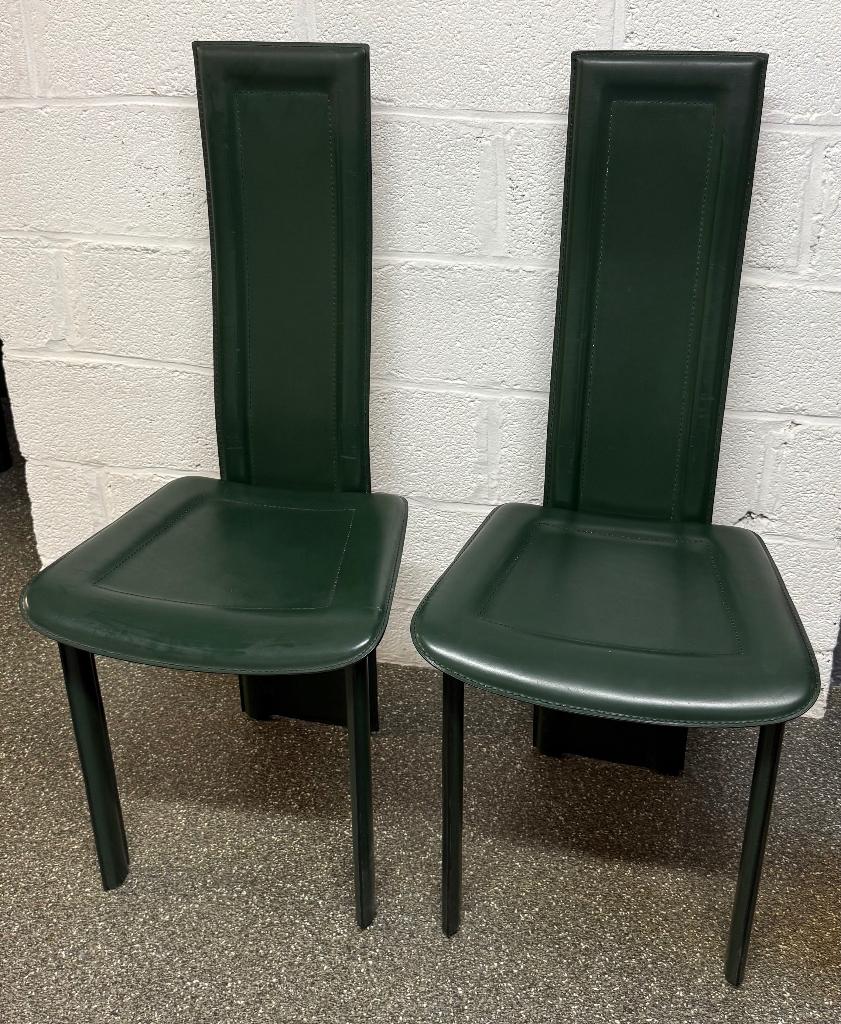 6 x chaises en cuir vert, Maison & Meubles, Chaises, Autres couleurs, Comme neuf, Enlèvement, Cinq, Six Chaises ou plus