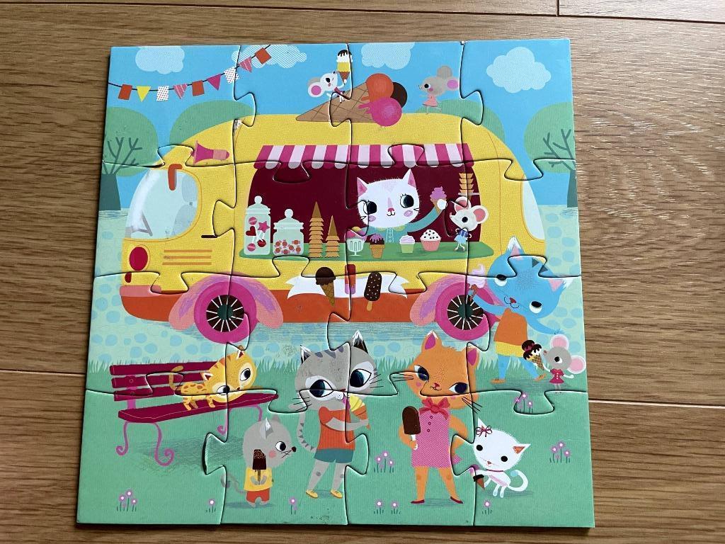Puzzel IJswagen poes Djeco 16 stukken +3 jaar, Ophalen, 10 tot 50 stukjes, Gebruikt, 2 tot 4 jaar