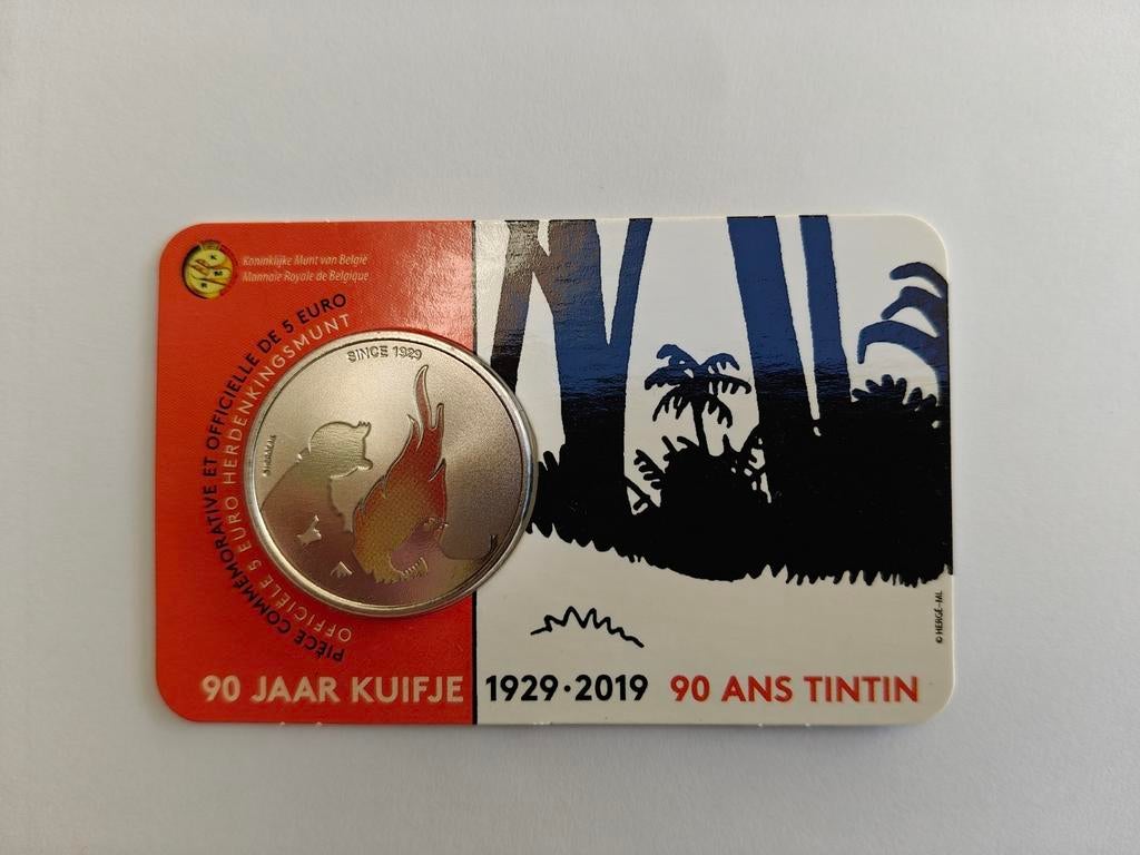 90 ans de Tintin 1929/2019 5 euros flamme colorée, Timbres & Monnaies, Enlèvement ou Envoi, Belgique, 5 euros, Monnaie en vrac