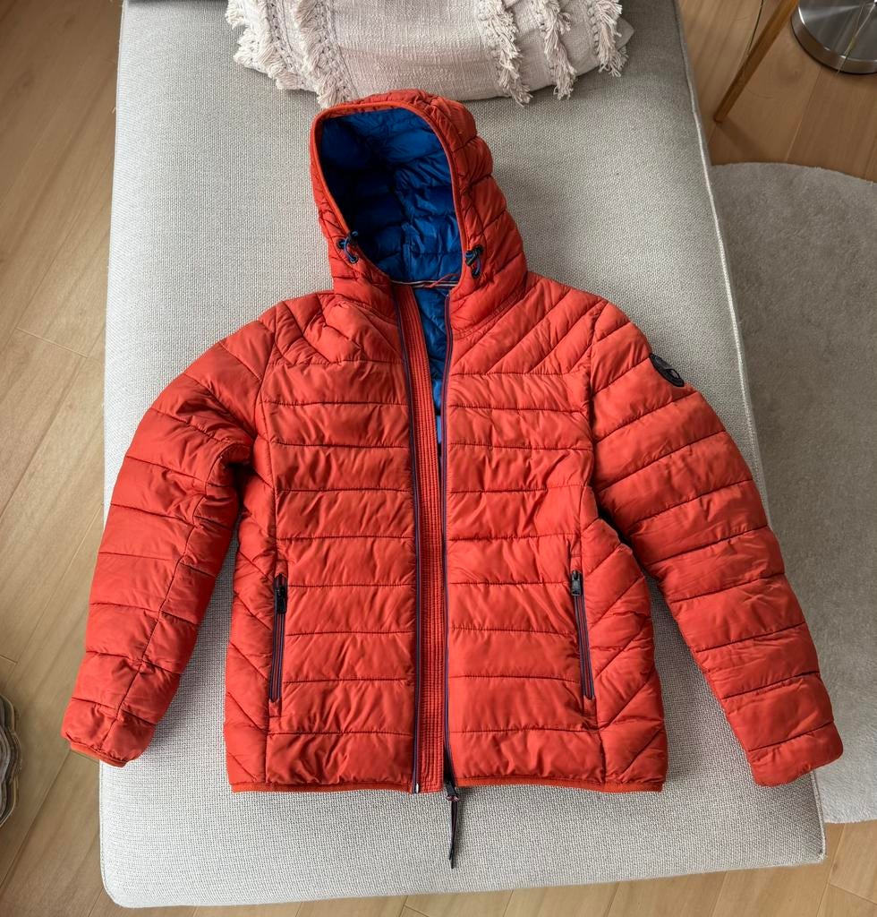 Veste matelassée à capuche bleu orange Napapijri taille M, Enlèvement ou Envoi, Comme neuf, Taille 48/50 (M), Orange
