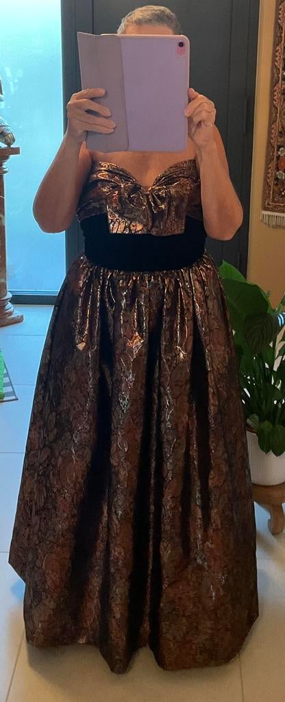 Brocaatstof brons zwart goud kleurig, op*aat gem, Kleding | Dames, Galajurk, Zwart, Zo goed als nieuw, Ophalen