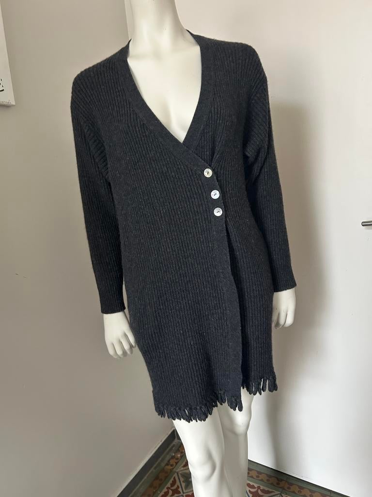 Sonia Rykiel Inscription cardian gris anthracite L, Enlèvement ou Envoi, Comme neuf, Gris