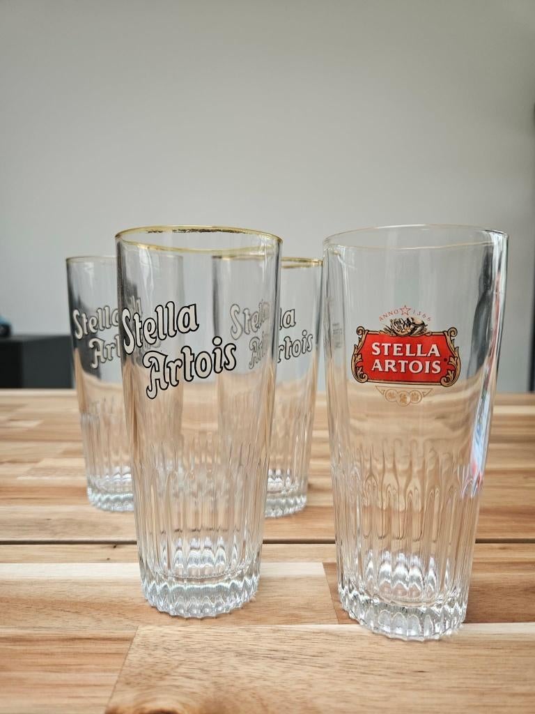 Stella Artois glazen 4 stuks 25 cl, Verzamelen, Glas en Drinkglazen, Ophalen, Gebruikt, Bierglas