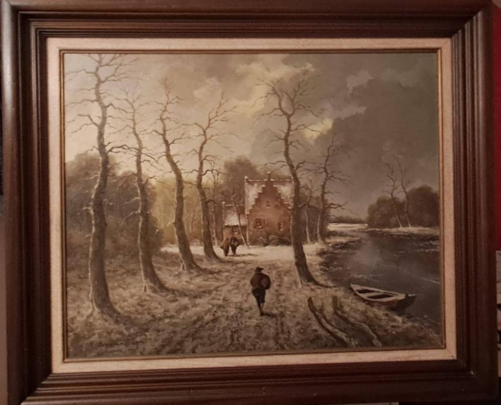 Peinture à l'huile sur toile « paysage » A. Beernaert, Antiquités & Art, Art | Peinture | Classique, Enlèvement