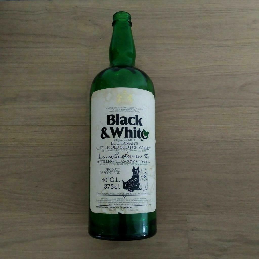 Black & White Whisky Lege Fles 375 cl 1980, Verzamelen, Ophalen of Verzenden, Gebruikt