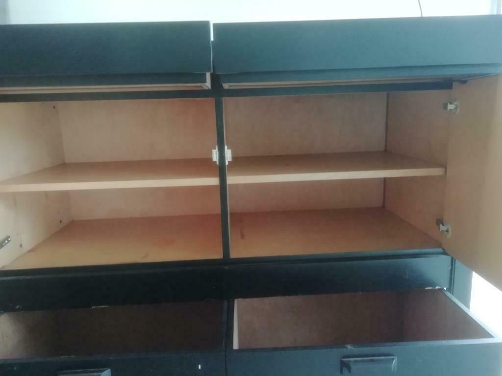 3 zwarte kasten - stoelen, Huis en Inrichting, Stoelen, Ophalen, Gebruikt, Zwart, Zwart