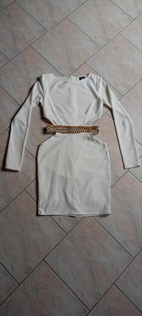 Jurk met opengewerkte taille, Verzenden, Wit, Missguided, Zo goed als nieuw