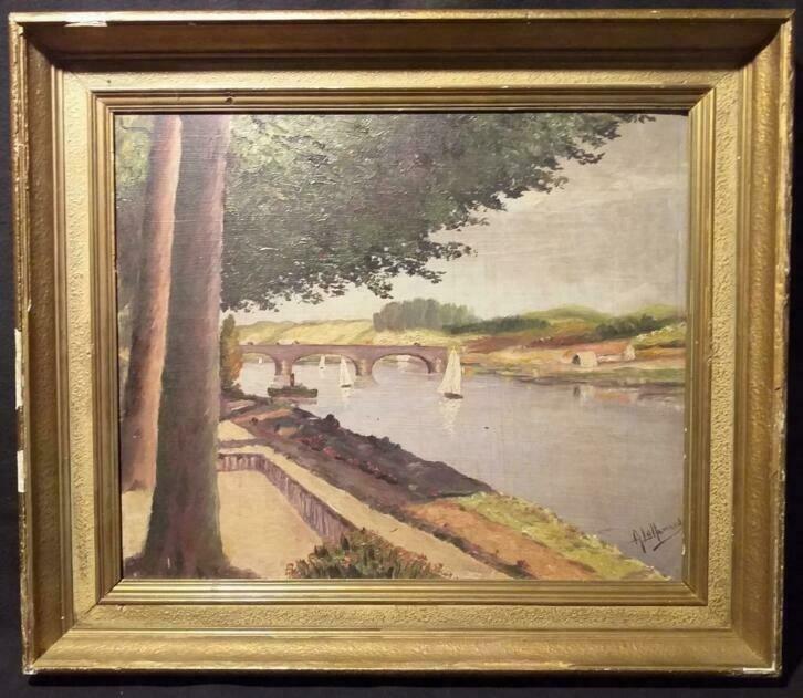 Tableau huile sur panneau - Alex Lallemand (1892-1963), Enlèvement ou Envoi