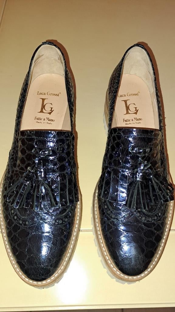 Prachtige donkerblauwe schoenen, Merk LG Luca Grossi maat 38, Ophalen