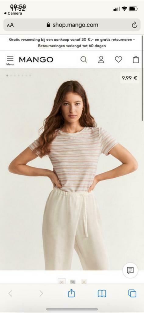 *NIEUW* - T-shirt (Mango) - maat S, Kleding | Dames, Mango, Wit, Nieuw, Ophalen of Verzenden