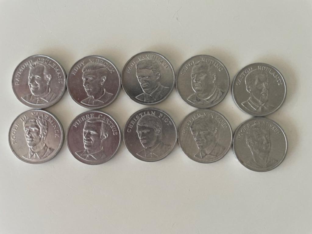 10 STUKS BP Reclame Medaillons 1970 Belgische Sport Cracks, Ophalen of Verzenden, Gebruikt, Reclamebord