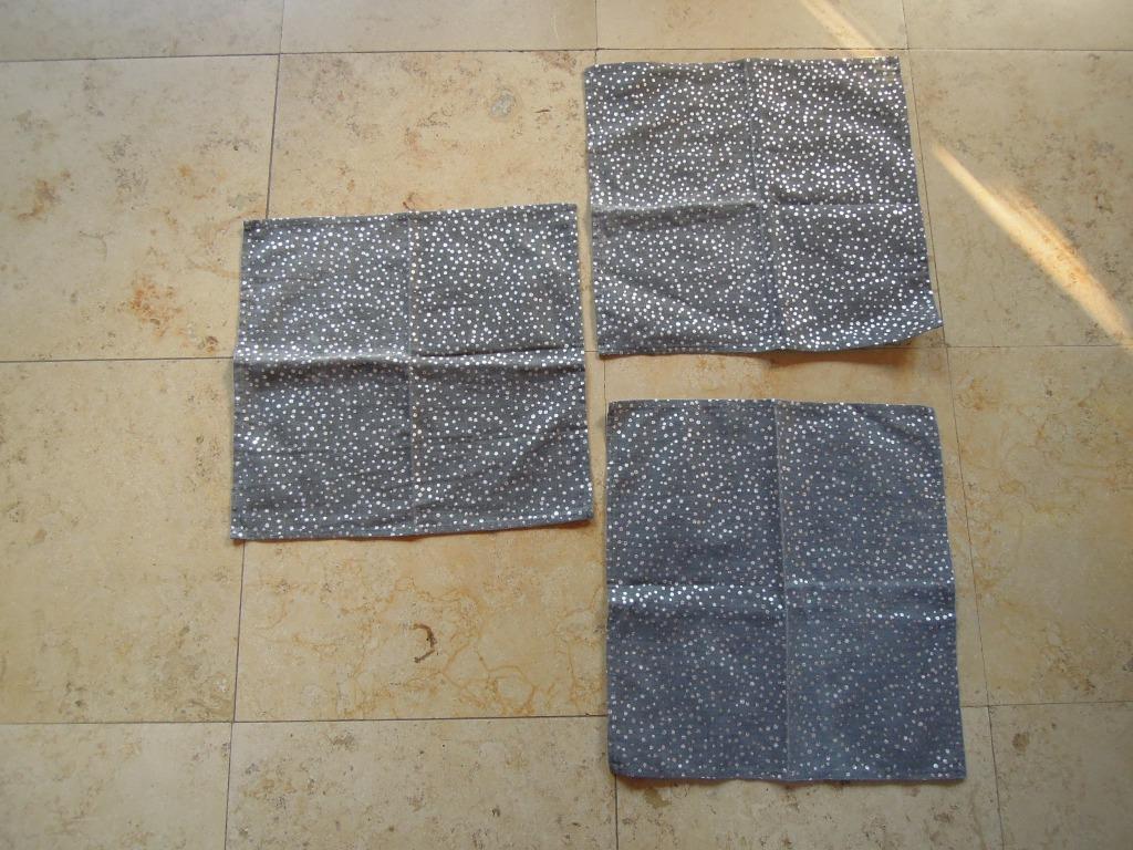 serviettes oeko-tex 40 x 40 Serviettes gris à pois argentés, Enlèvement ou Envoi, Utilisé, Gris