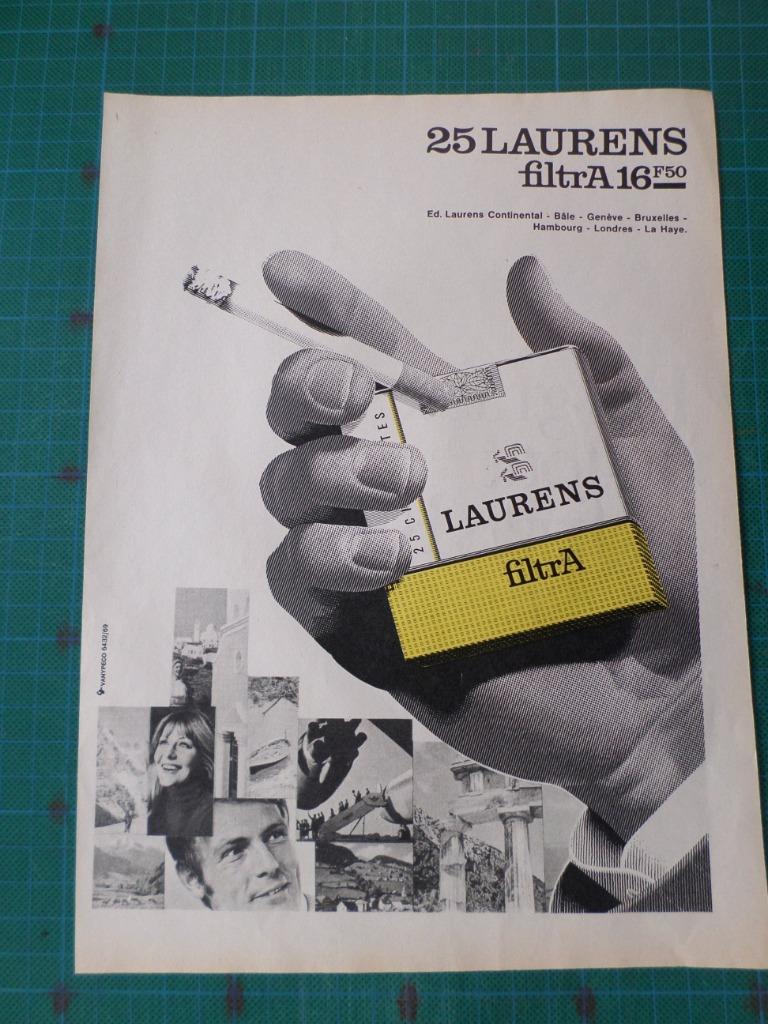 Laurens cigarette - publicité papier - 1969, Enlèvement ou Envoi, Utilisé, Autres types