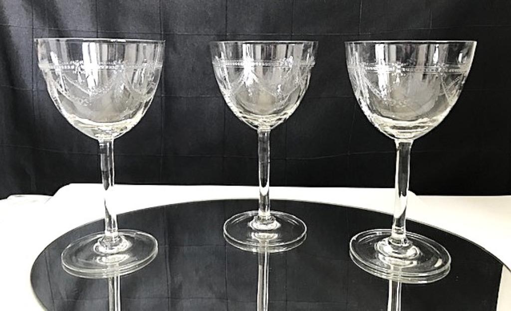 Cristal de verre antique Dampierre Arque 3 pièces H 17.5 ✨👀, Antiquités & Art, Enlèvement ou Envoi