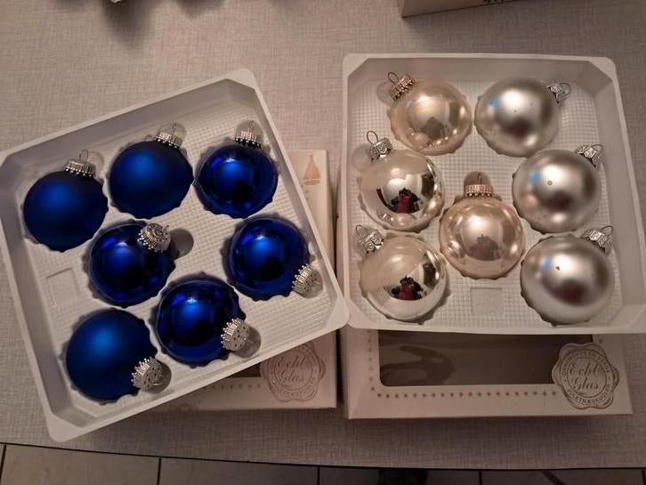 2 x 7 boules de Noël en verre, Divers, Enlèvement ou Envoi, Comme neuf