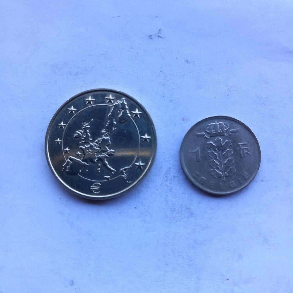 Munt 1 Fr België met euro achterkant, Postzegels en Munten, Ophalen of Verzenden