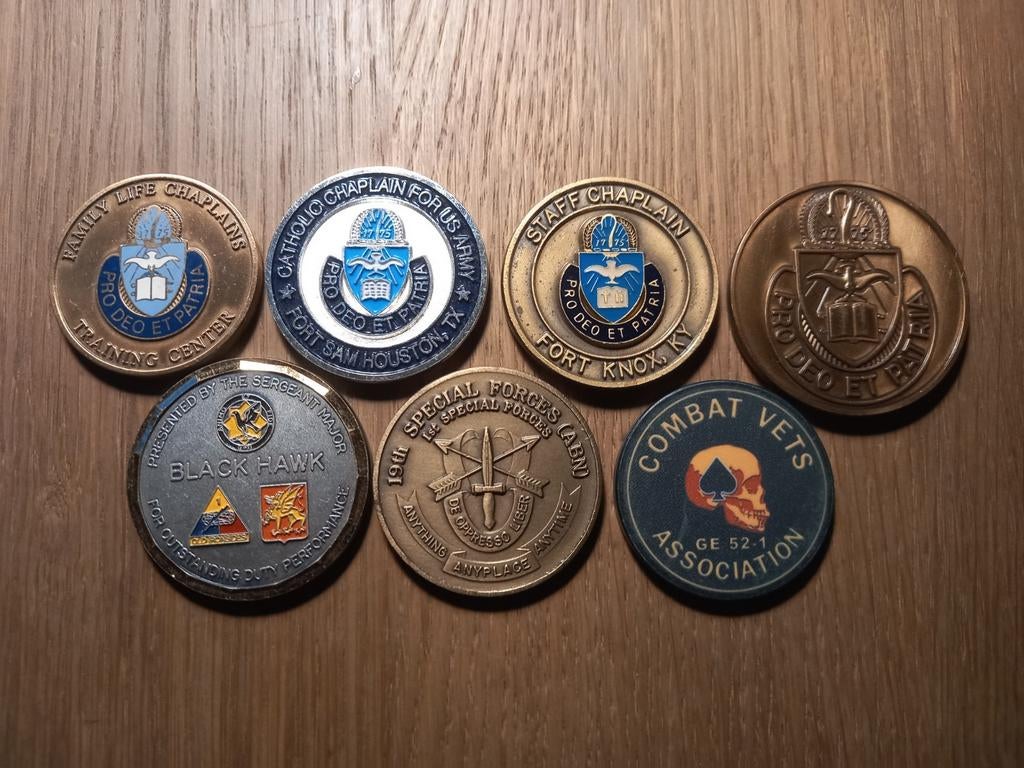 7 US ARMY, SPECIAL FORCES CAVALRY COINS MUNTEN MILITARIA, Verzamelen, Ophalen of Verzenden