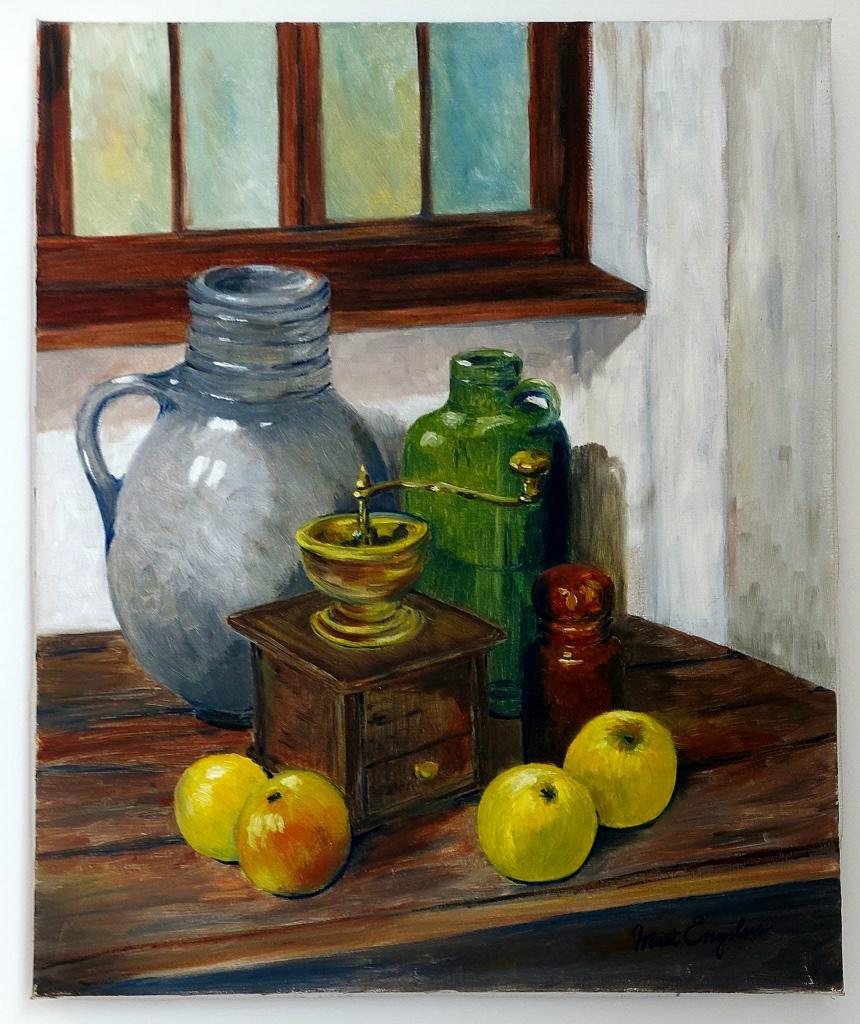 Stilleven, olieverfschilderij op linnen doek!, Antiek en Kunst, Kunst | Schilderijen | Klassiek, Ophalen of Verzenden