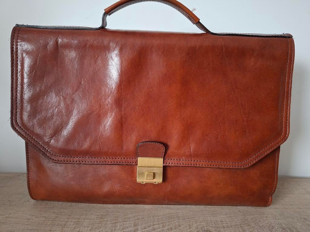 Arpello tas, Bruin, Aktetas of Boekentas, Leer, 30 tot 40 cm