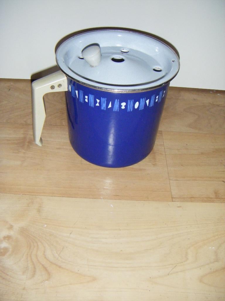 Ancien cuiseur à lait en émail,cuiseur à porridge,couvercle,, Enlèvement ou Envoi