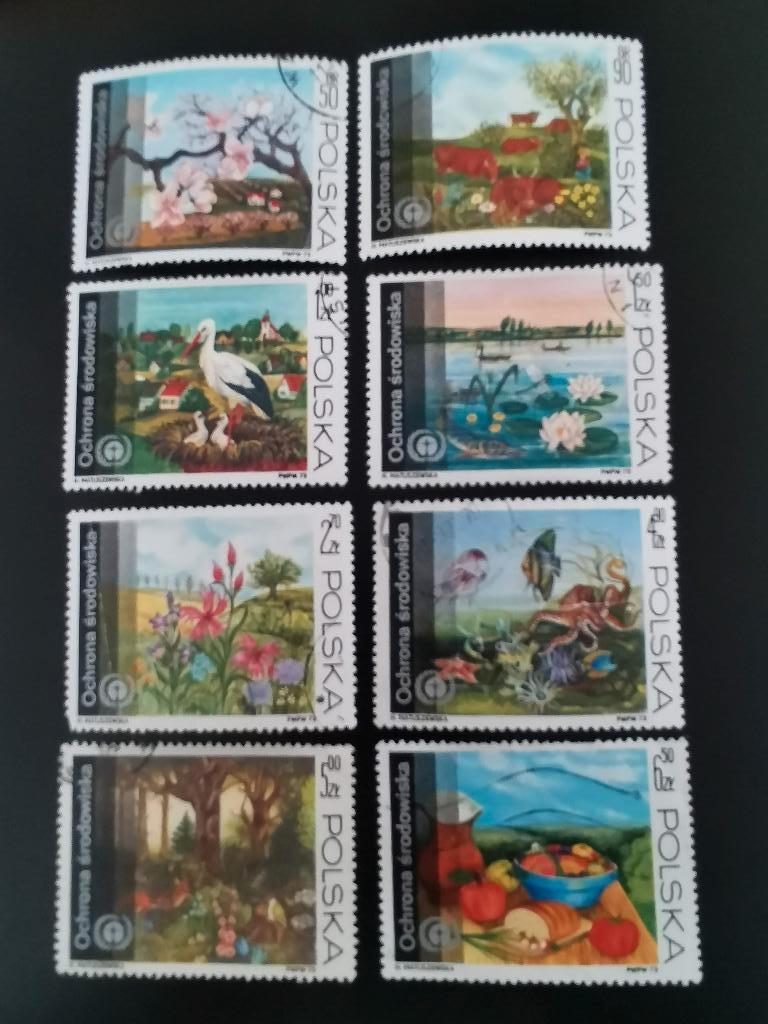 Polen 1973 - bloemen, vogels, vissen, koeien, oogst, Ophalen of Verzenden, Polen, Gestempeld