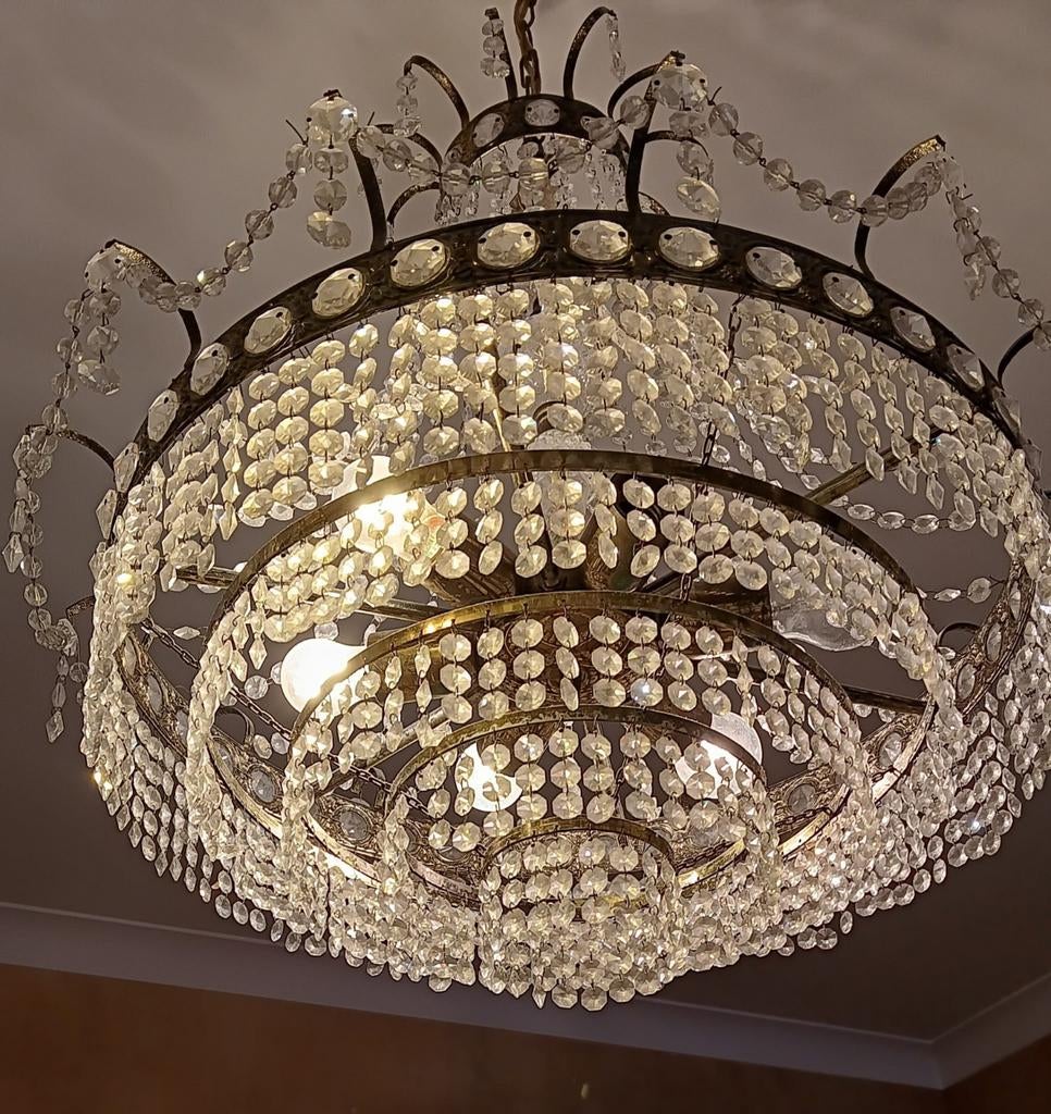 Lustre en cristal avec sac à perles cm, Enlèvement ou Envoi