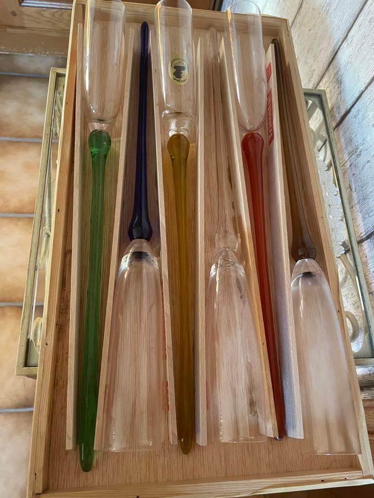 Verre (6) à champagne avec pied en christal, Antiek en Kunst, Ophalen