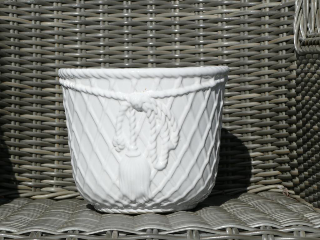 2 witte cachepots bloempotten, Gebruikt, Rond, Binnen, Ophalen of Verzenden