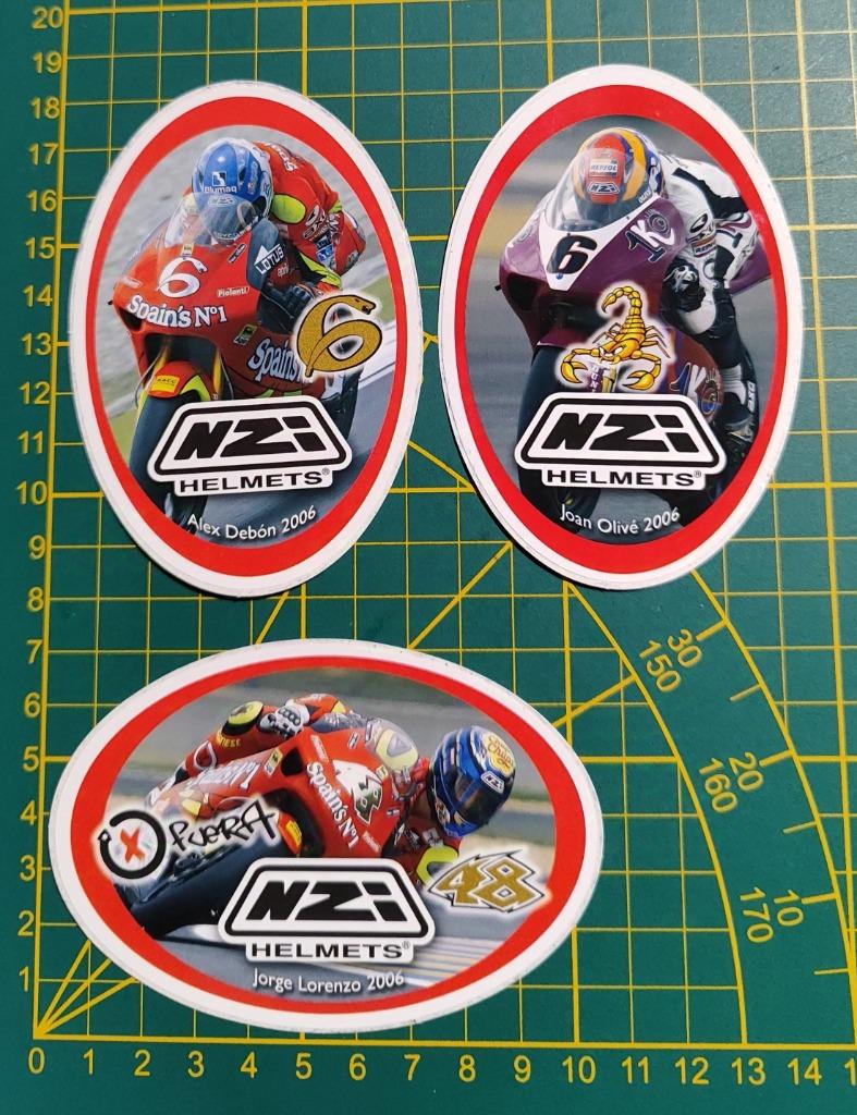 Lot 3x stickers NZI moto helm 125cc-250cc Lorenzo Aprilia, Ophalen of Verzenden